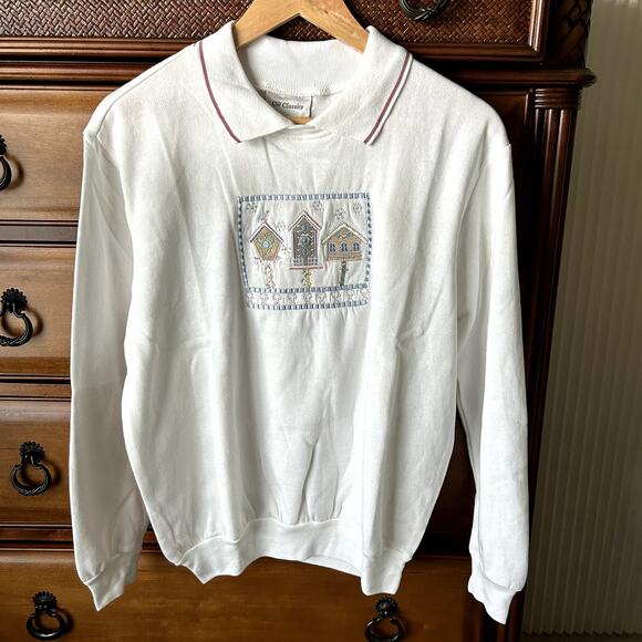 CW Classics Holiday Christmas Coquette Embroidered Pink Collared Sweater Size M - Picture 3 of 12